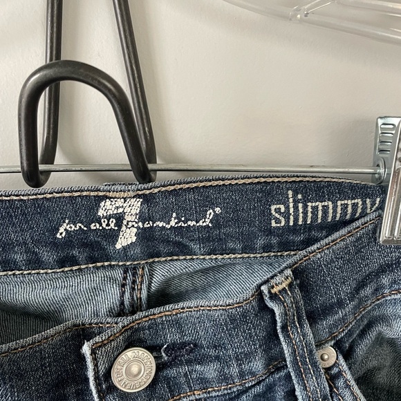 7 for All Mankind, waist 34, the Slimmy, straight leg dark wash jeans - Picture 2 of 10